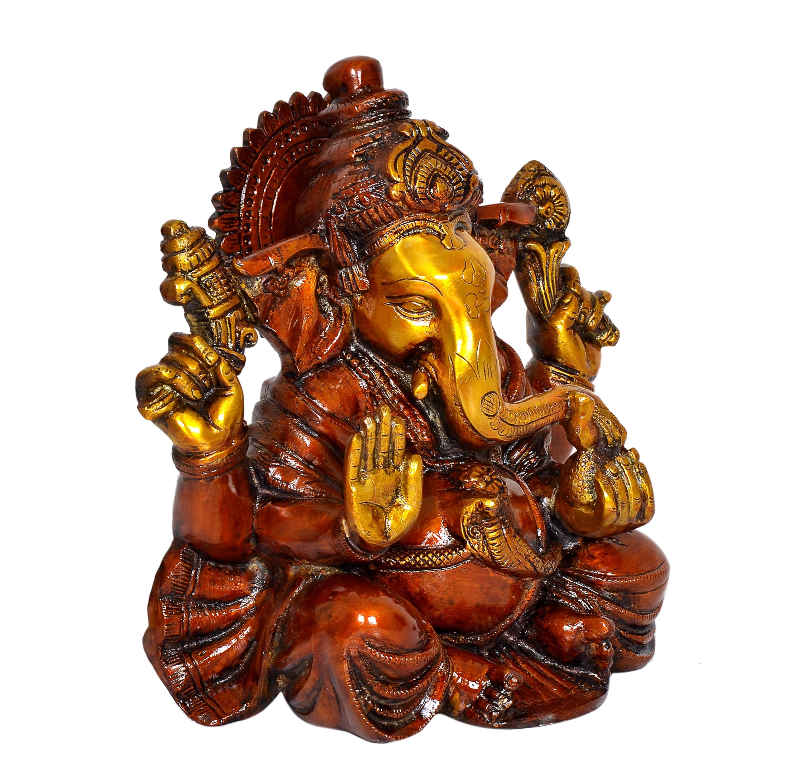 Aona Ganesha Ganesh Statue Idol Murti For Home Shop Office, Height : 9 Inch